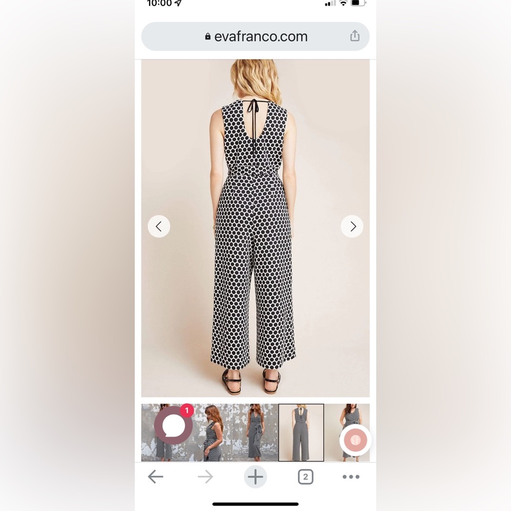 Eva Franco Black and White Polka Dot Jumpsuit Anthropologie XL - Picture 11 of 13